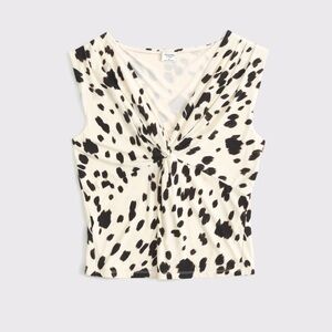 Abercrombie & Fitch Cream and Black Twist Front Blouse